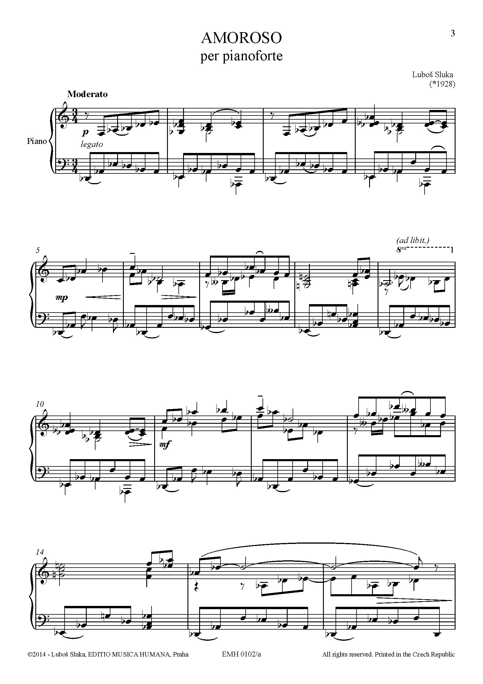 Editio Musica Humana Amoroso noty pro klavír