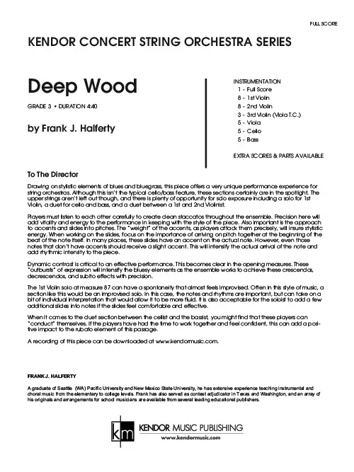 Kendor Music Deep Wood Full Score partitura pro orchestr