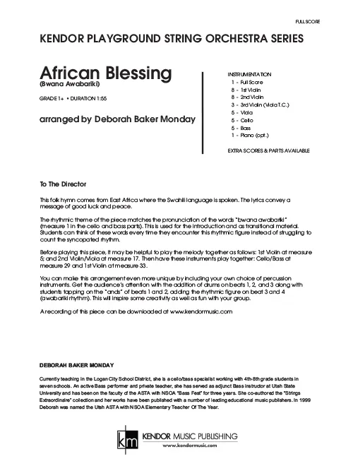Kendor Music African Blessing partitura pro orchestr