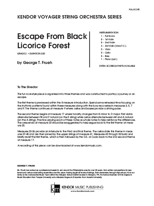 Kendor Music Escape From Black Licorice Forest partitura Full Score rocková