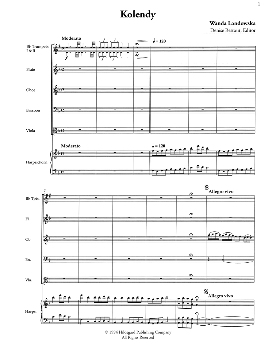 Hildegard Publishing Company Five Polish Folksongs Landowska digitální partitura a hlasy