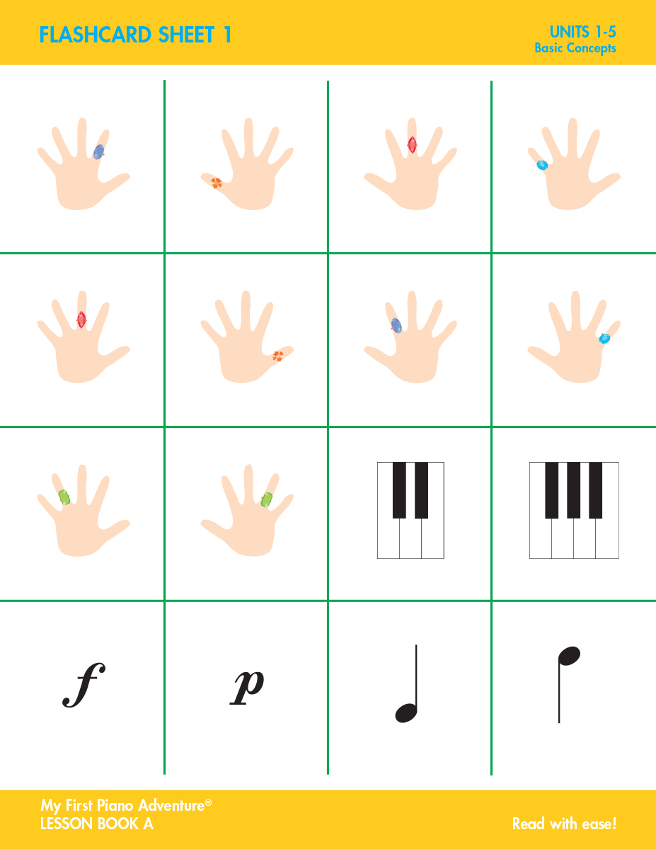 Faber My First Piano Adventure Flashcard Sheets kartičky