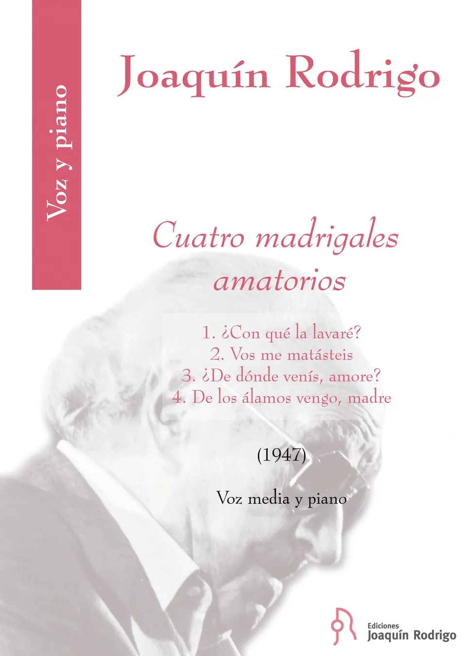 Ediciones Joaquín Rodrigo Cuatro madrigales noty střední hlas PDF