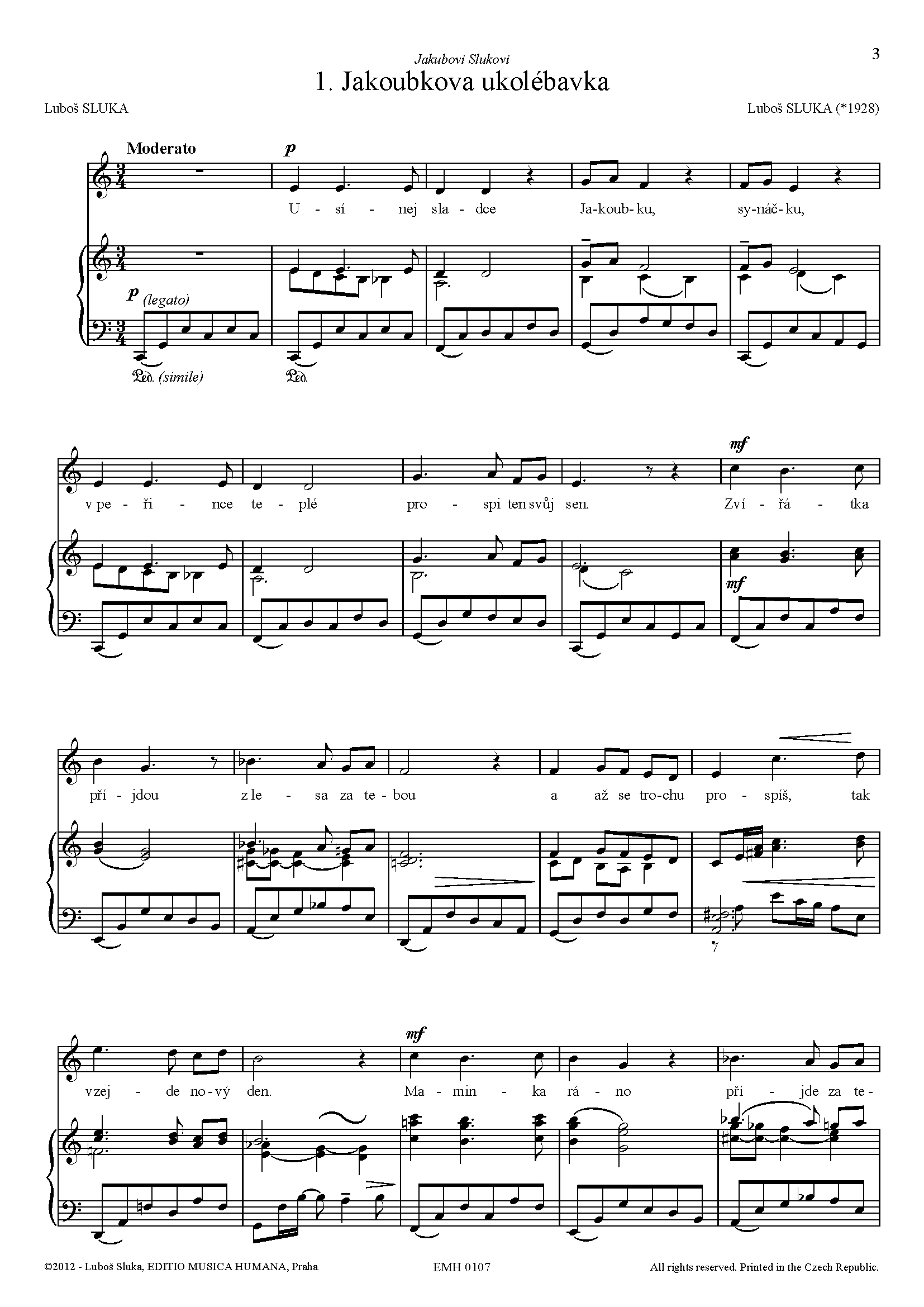 Editio Musica Humana Ukolébavky noty pro střední hlas a klavír 22 stran