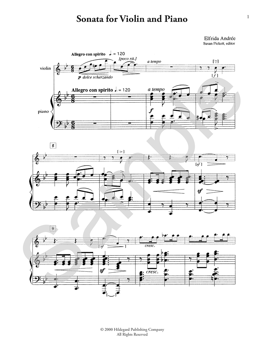 Hildegard Publishing Company Sonata in B Flat Andrée noty housle klavír