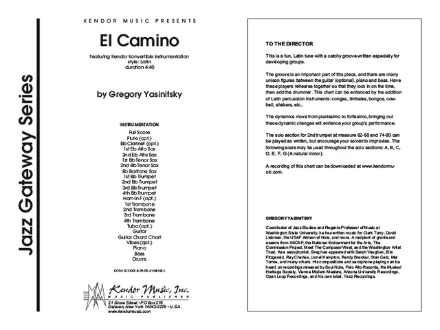 Kendor Music El Camino partitura full score latin