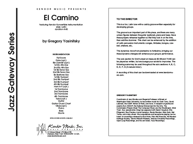 Kendor Music El Camino partitura full score latin