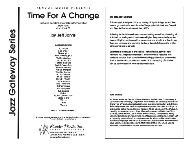 Kendor Music Time For A Change partitura Full Score rock