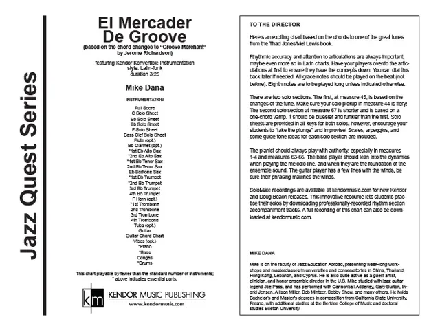 Kendor Music El Mercader De Groove Full Score latin funk