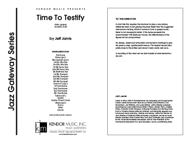Kendor Music Time To Testify partitura Full Score gospel