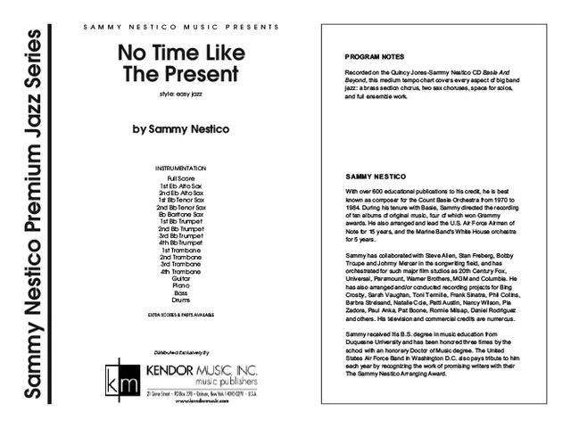 Kendor Music No Time Like The Present Full Score partitura