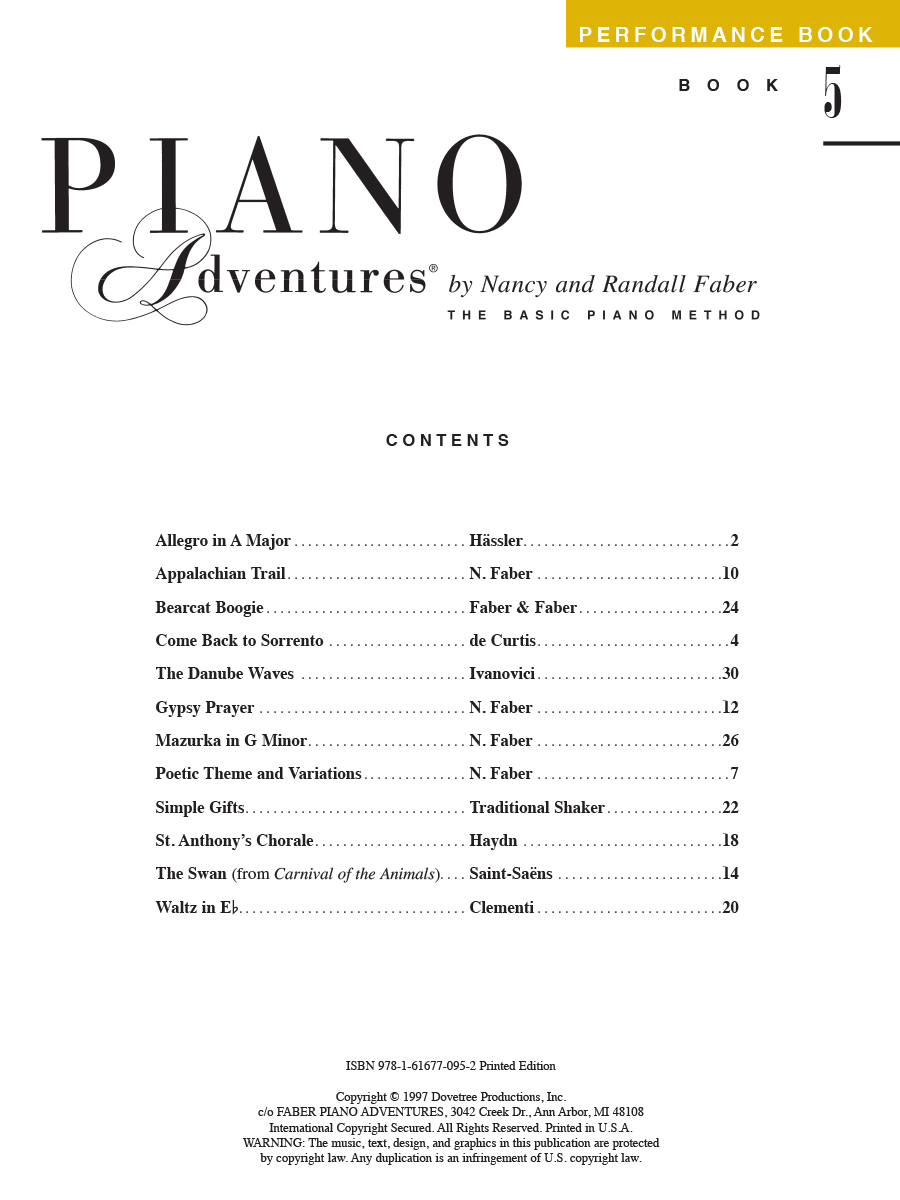Faber Piano Adventures Level 5 Performance noty pro klavír