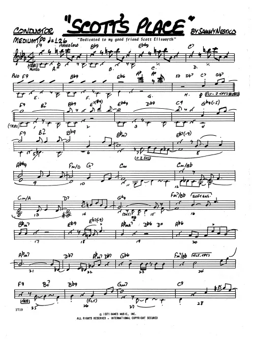 Kendor Music Scott's Place Full Score partitura big band blues