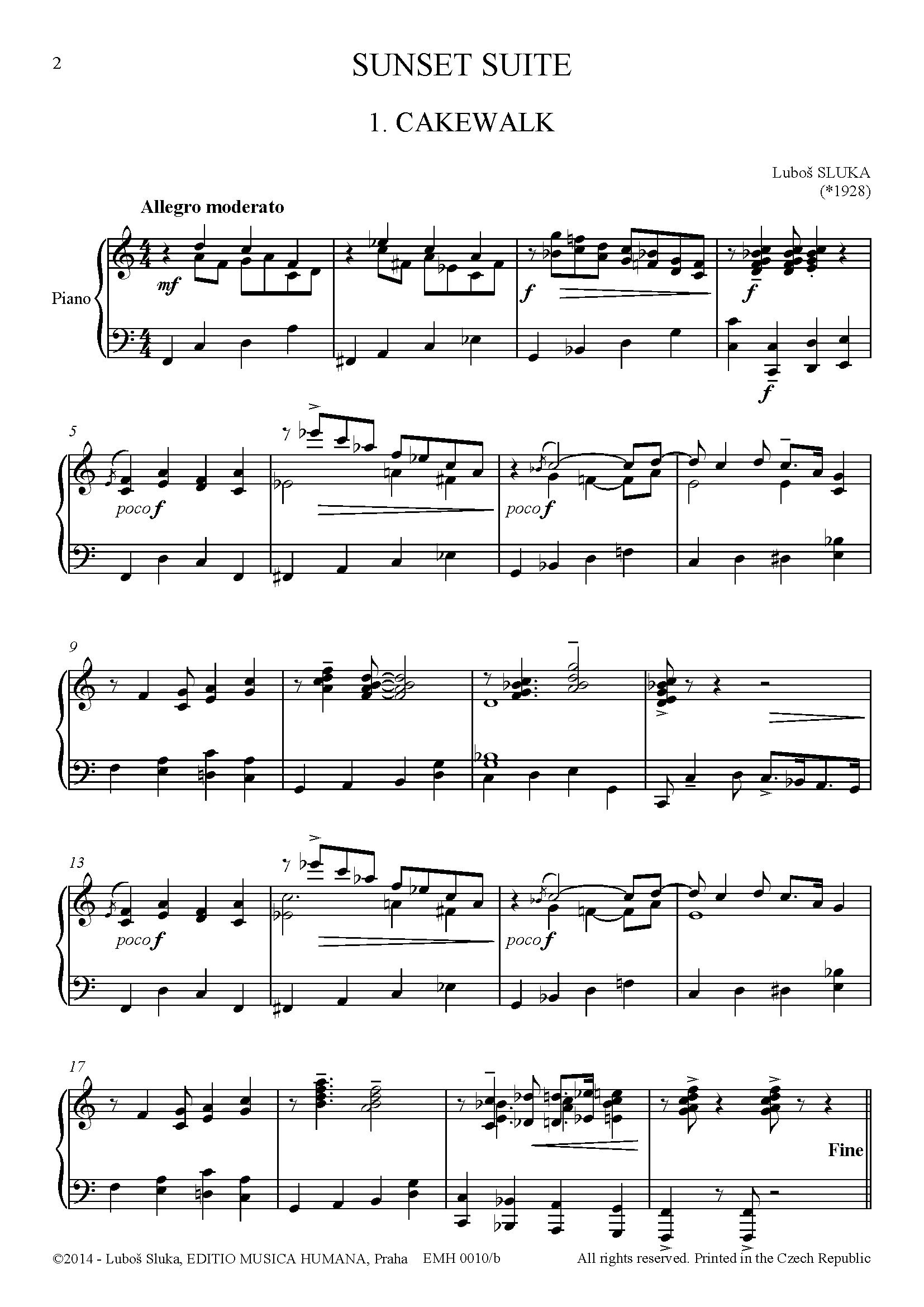 Editio Musica Humana Sunset Suite noty pro klavír 18 stran