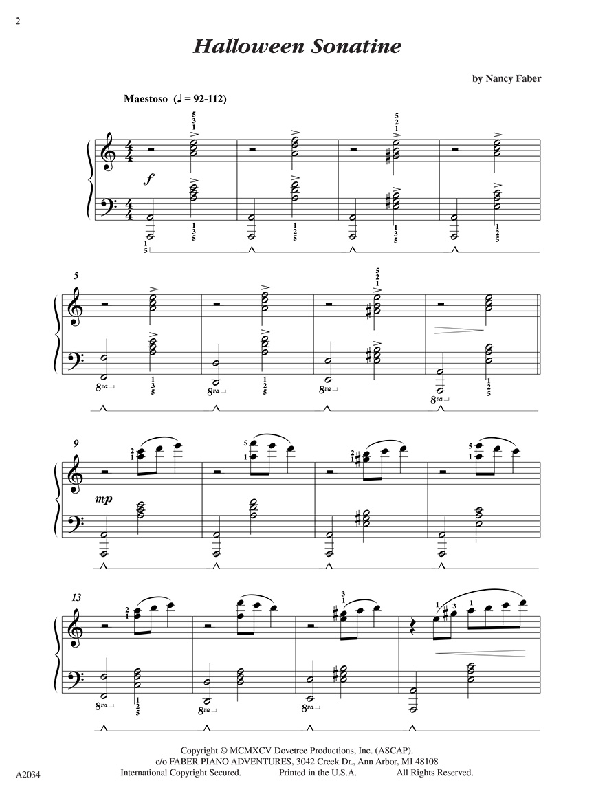 Faber Piano Adventures Halloween Sonatine sólo a moll