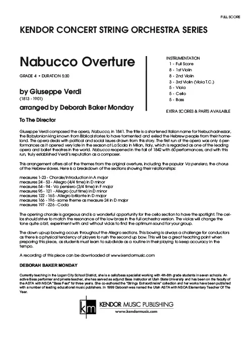 Kendor Music Nabucco Overture partitura orchestr 5:30