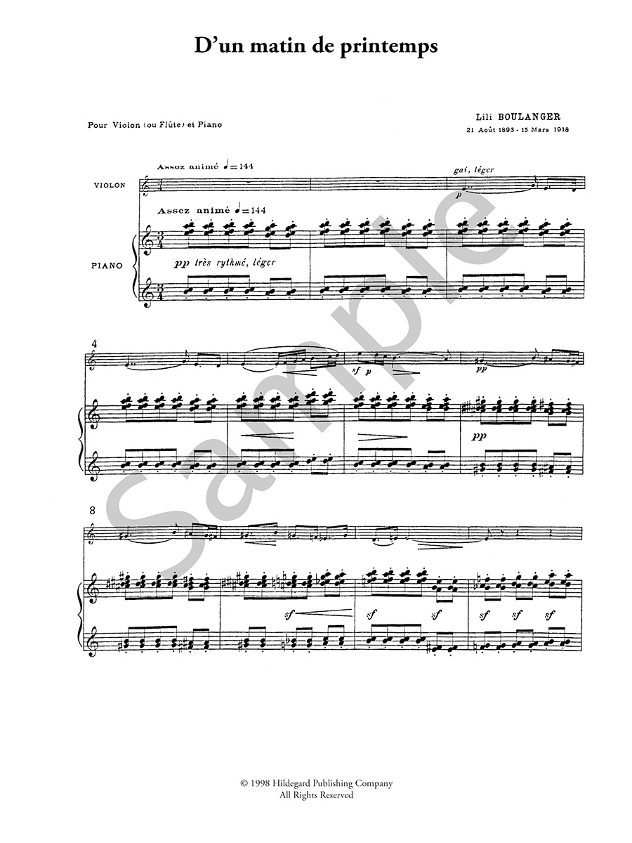 Hildegard Publishing Company D’un matin de printemps Boulanger noty housle klavír
