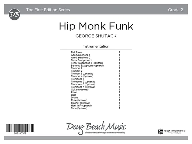Kendor Music Hip Monk Funk partitura Full Score funk