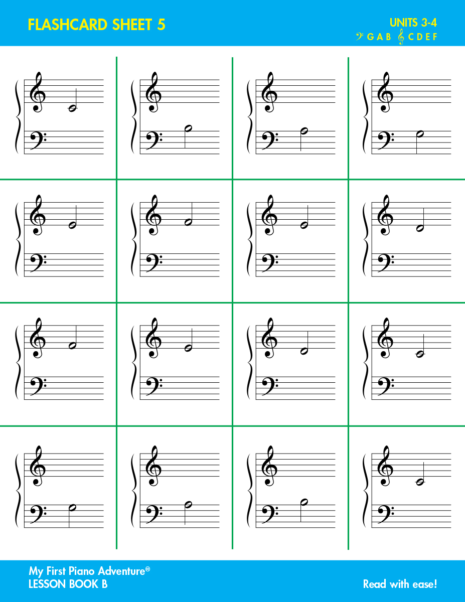 Faber My First Piano Adventure Flashcard Sheets kartičky