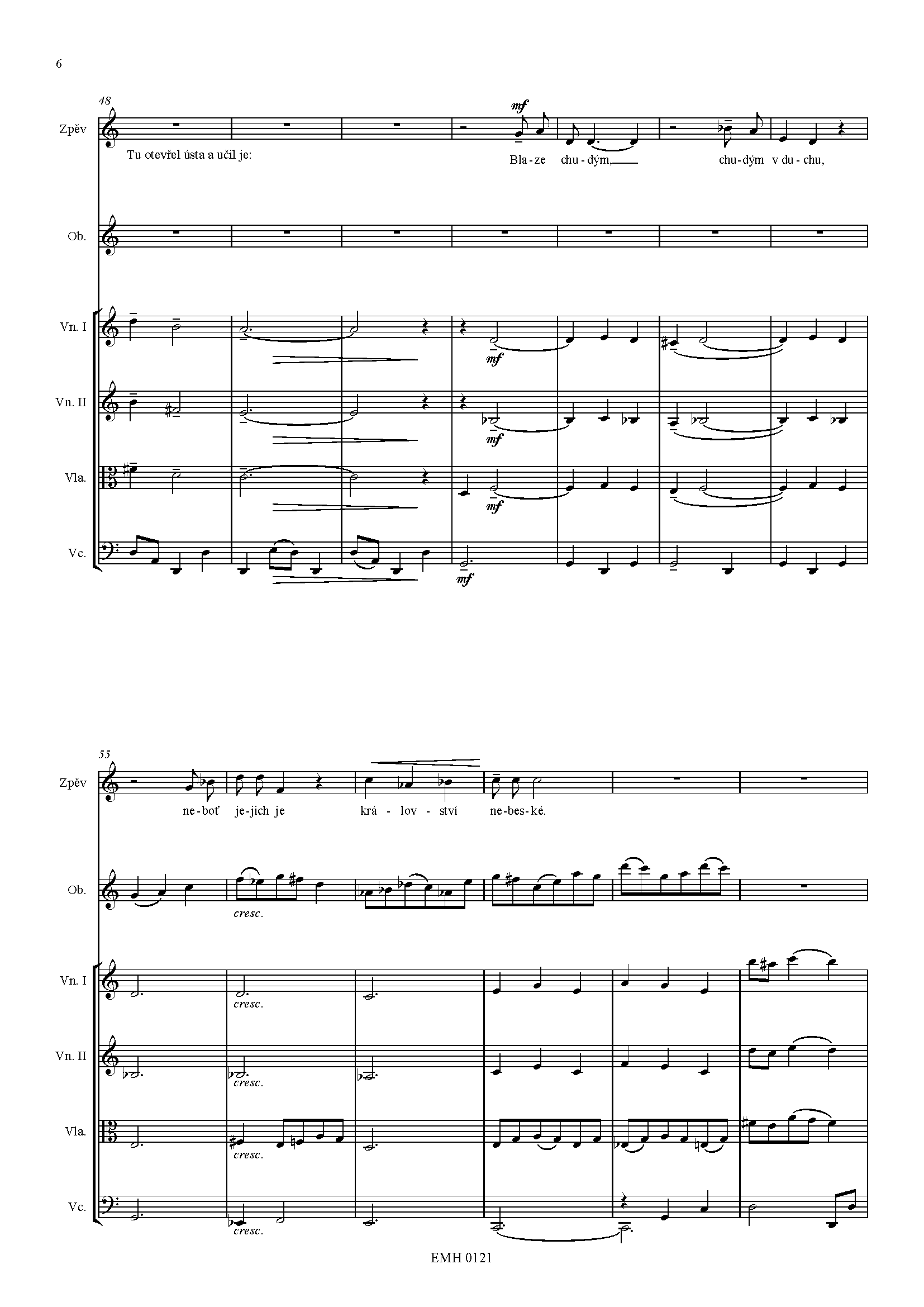 Editio Musica Humana Evangelium sv. Matouše noty hlas hoboj kvartet