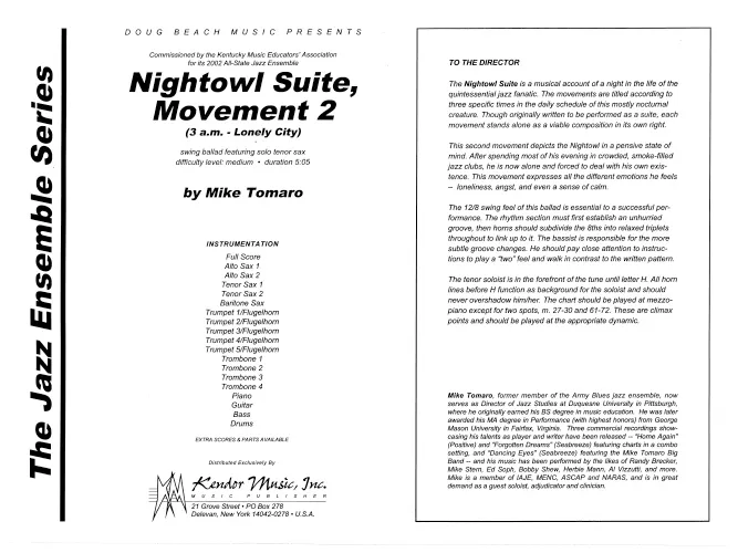 Kendor Music Nightowl Suite 2 partitura tenor