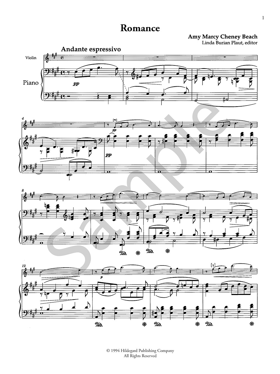 Hildegard Publishing Company Music for Violin and Piano Amy Beach noty pro housle