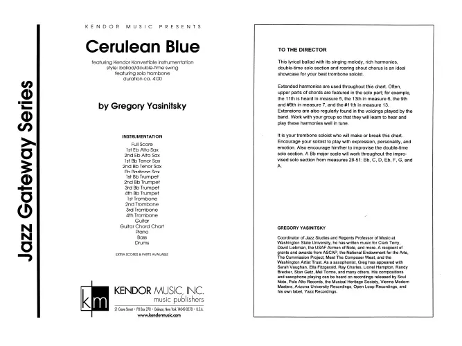 Kendor Music Cerulean Blue partitura sólo trombon balada
