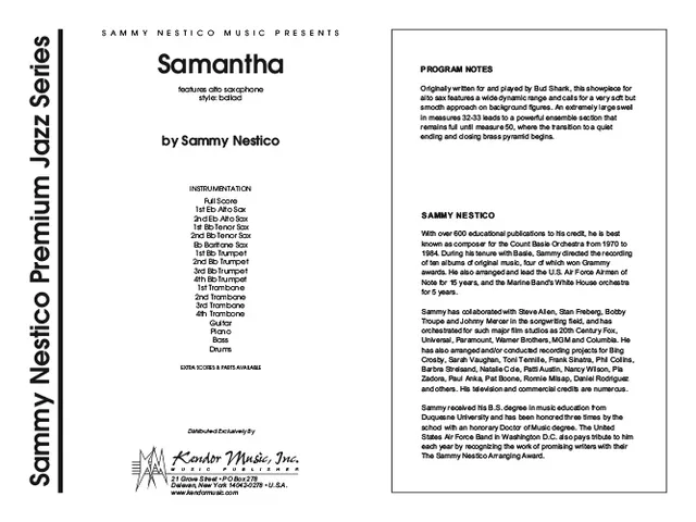 Kendor Music Samantha partitura alt saxofon balada