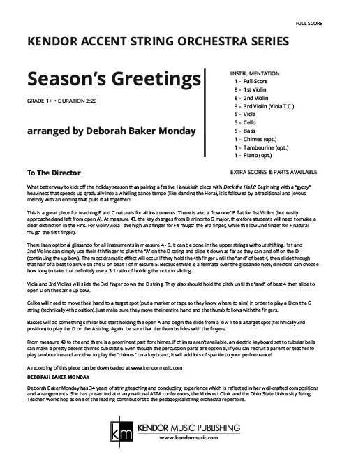 Kendor Music Season's Greetings partitura vánoční smyčce