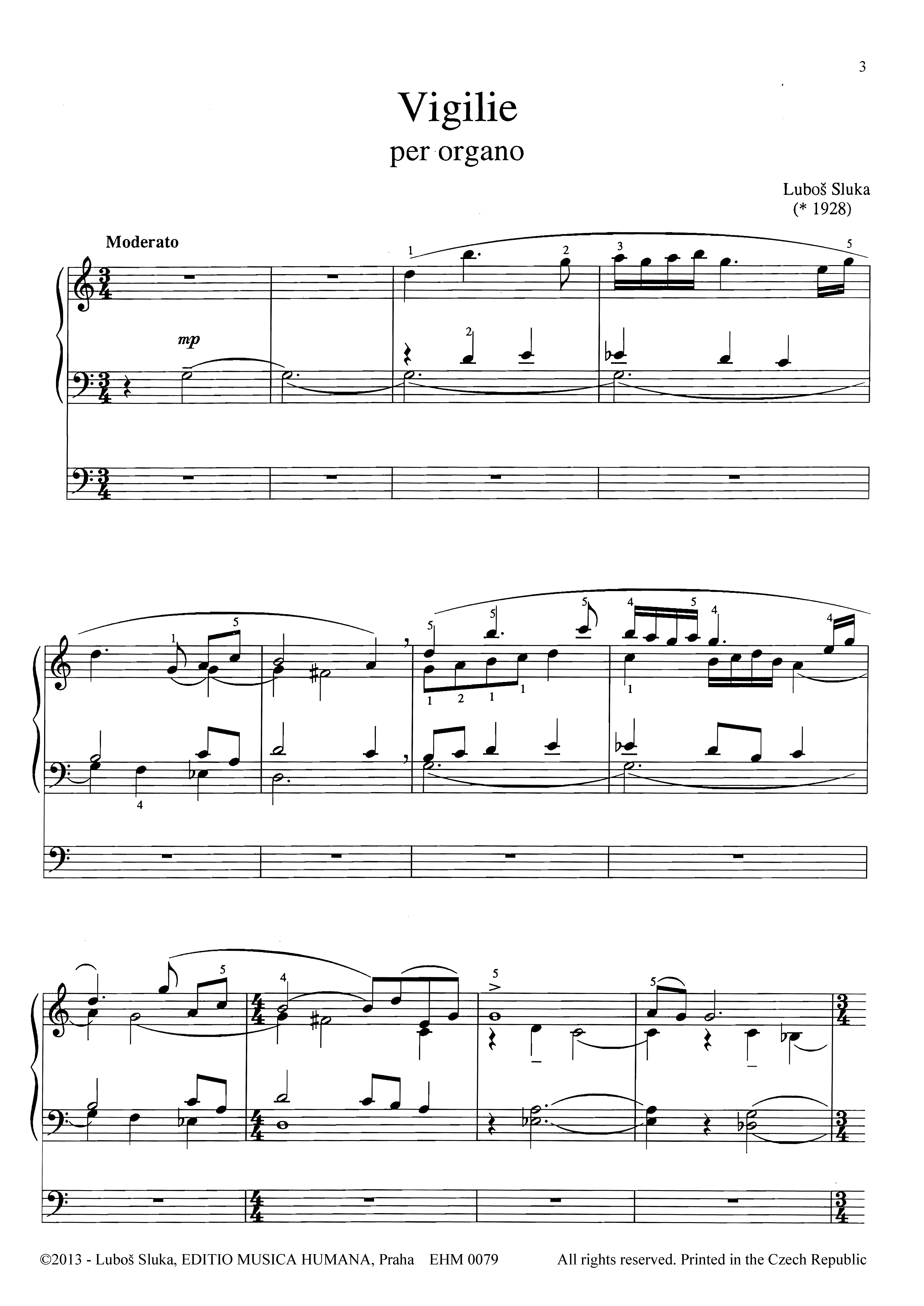 Editio Musica Humana Vigilie noty pro varhany 14 stran