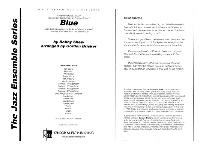 Kendor Music Blue Full Score noty pro big band balada