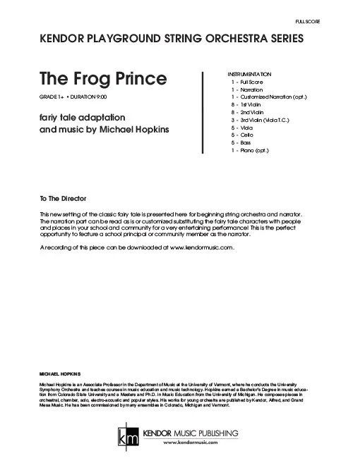 Kendor Music The Frog Prince partitura pro smyčce 9:00
