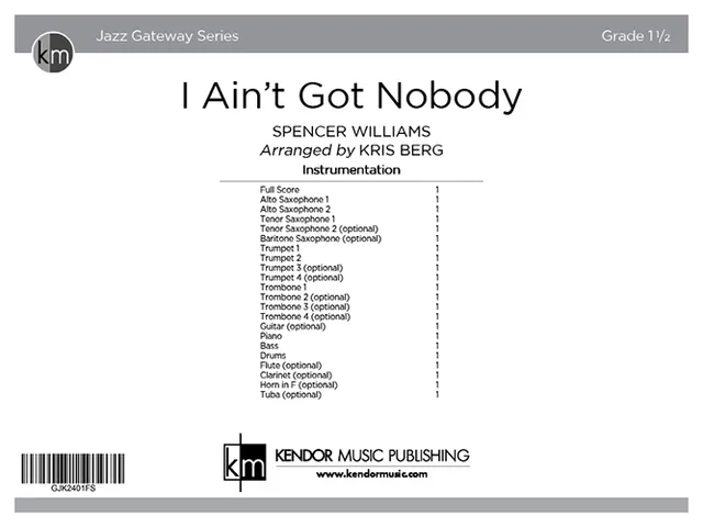 Kendor Music I Ain’t Got Nobody Full Score partitura