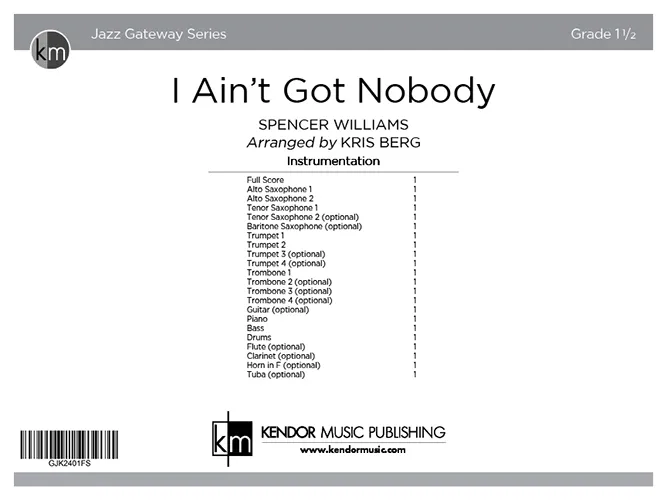 Kendor Music I Ain’t Got Nobody Full Score partitura