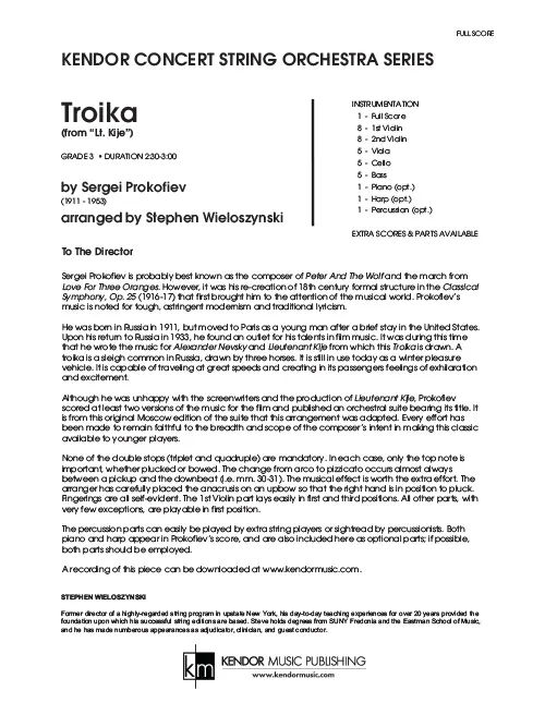 Kendor Music Troika partitura pro smyčce vánoční