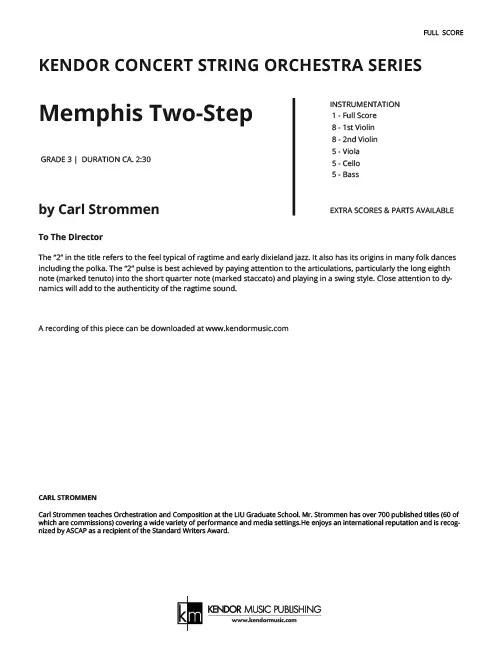 Kendor Music Memphis Two-Step partitura ragtime 2:30