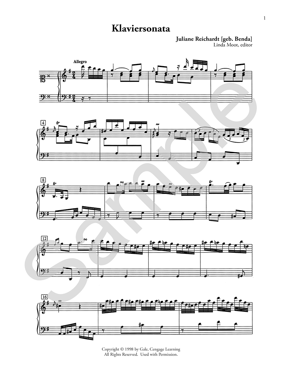 Hildegard Publishing Company Claviersonata Benda Reichardt digitální noty