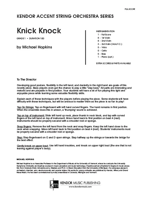 Kendor Music Knick Knock partitura smyčce 1. poloha
