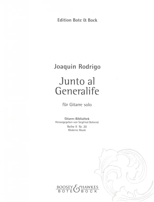 Ediciones Joaquín Rodrigo Junto al Generalife noty pro kytaru