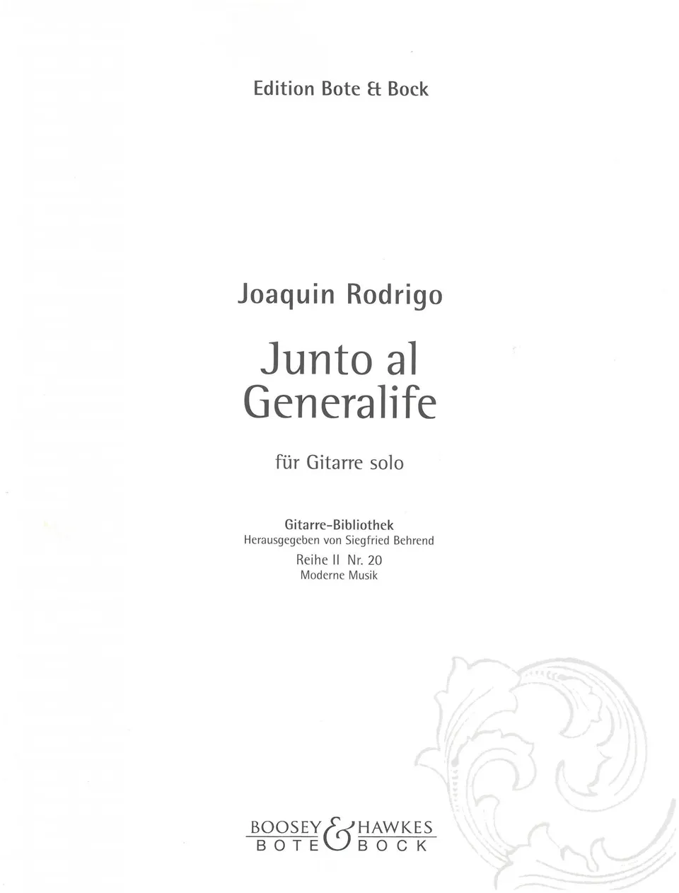 Ediciones Joaquín Rodrigo Junto al Generalife noty pro kytaru
