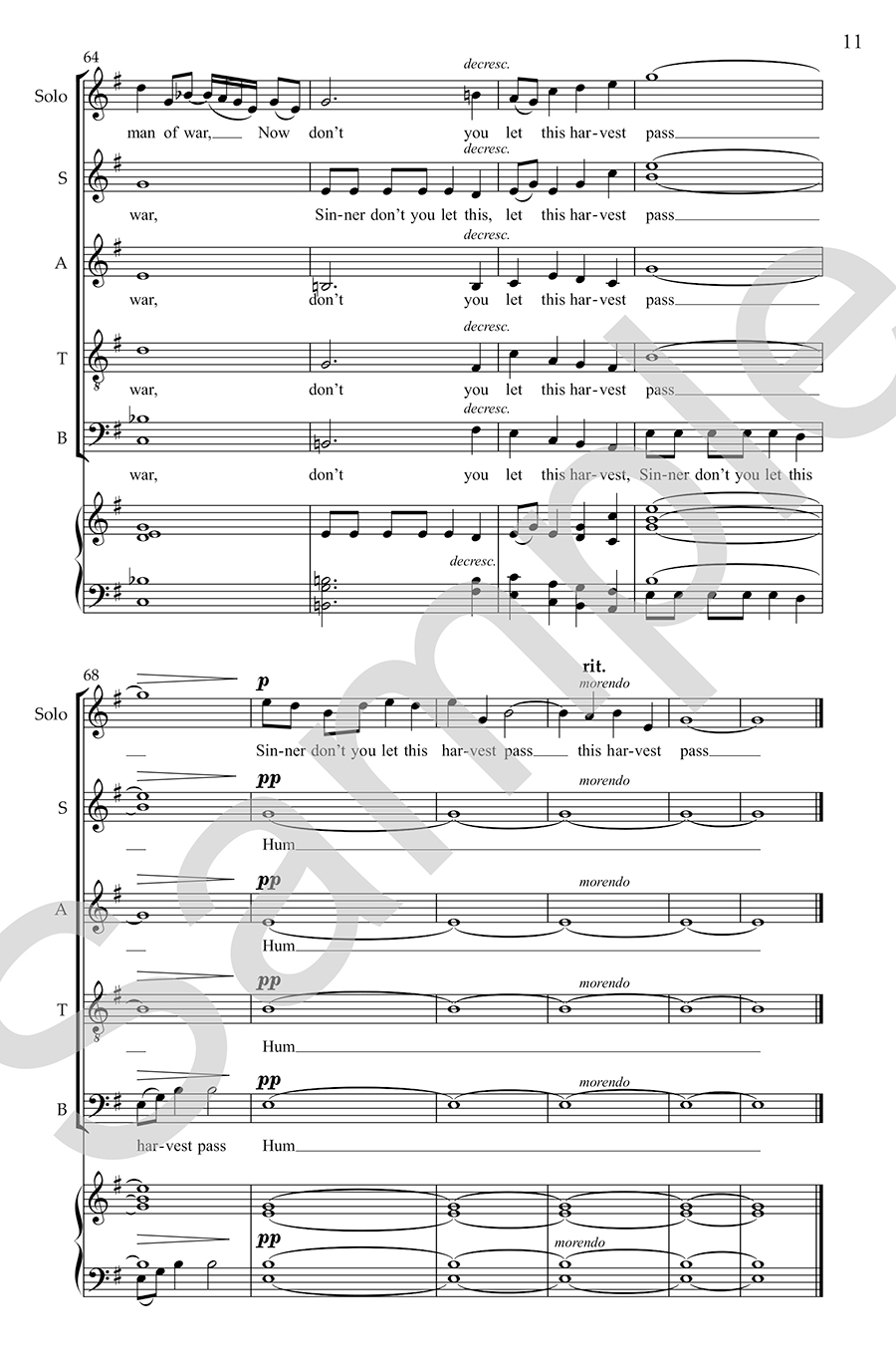 Hildegard Sinner Please Don’t Let This Harvest Pass noty SATB sbor