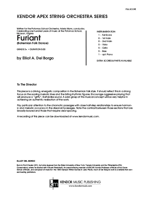 Kendor Music Furiant partitura full score český folklor