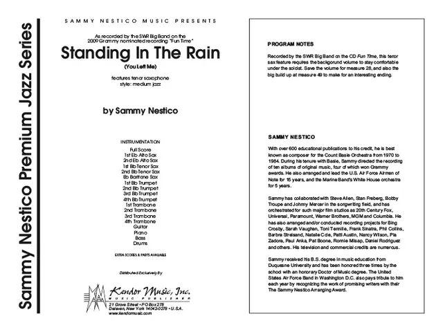 Kendor Music Standing In The Rain partitura full score tenor sax