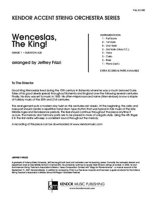 Kendor Wenceslas The King! partitura pro orchestr
