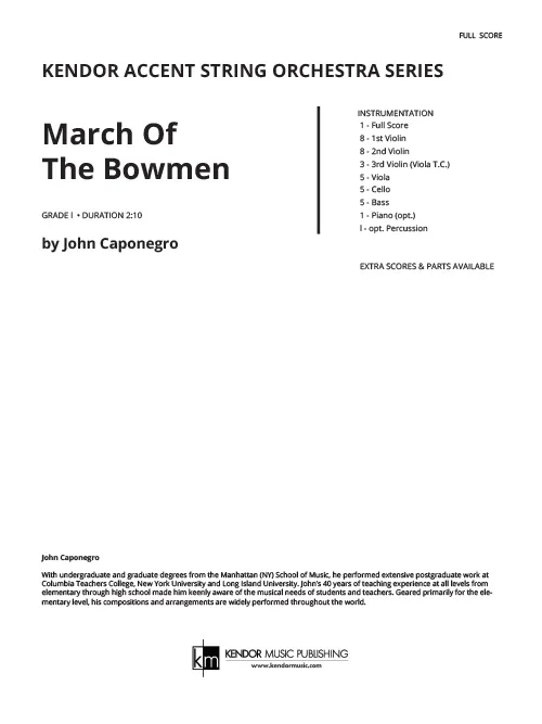 Kendor Music March Of The Bowmen partitura pochod