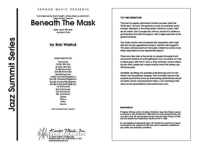 Kendor Music Beneath The Mask Full Score partitura pro big band