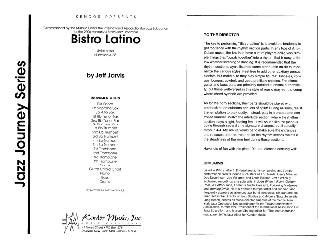 Kendor Music Bistro Latino partitura Full Score salsa