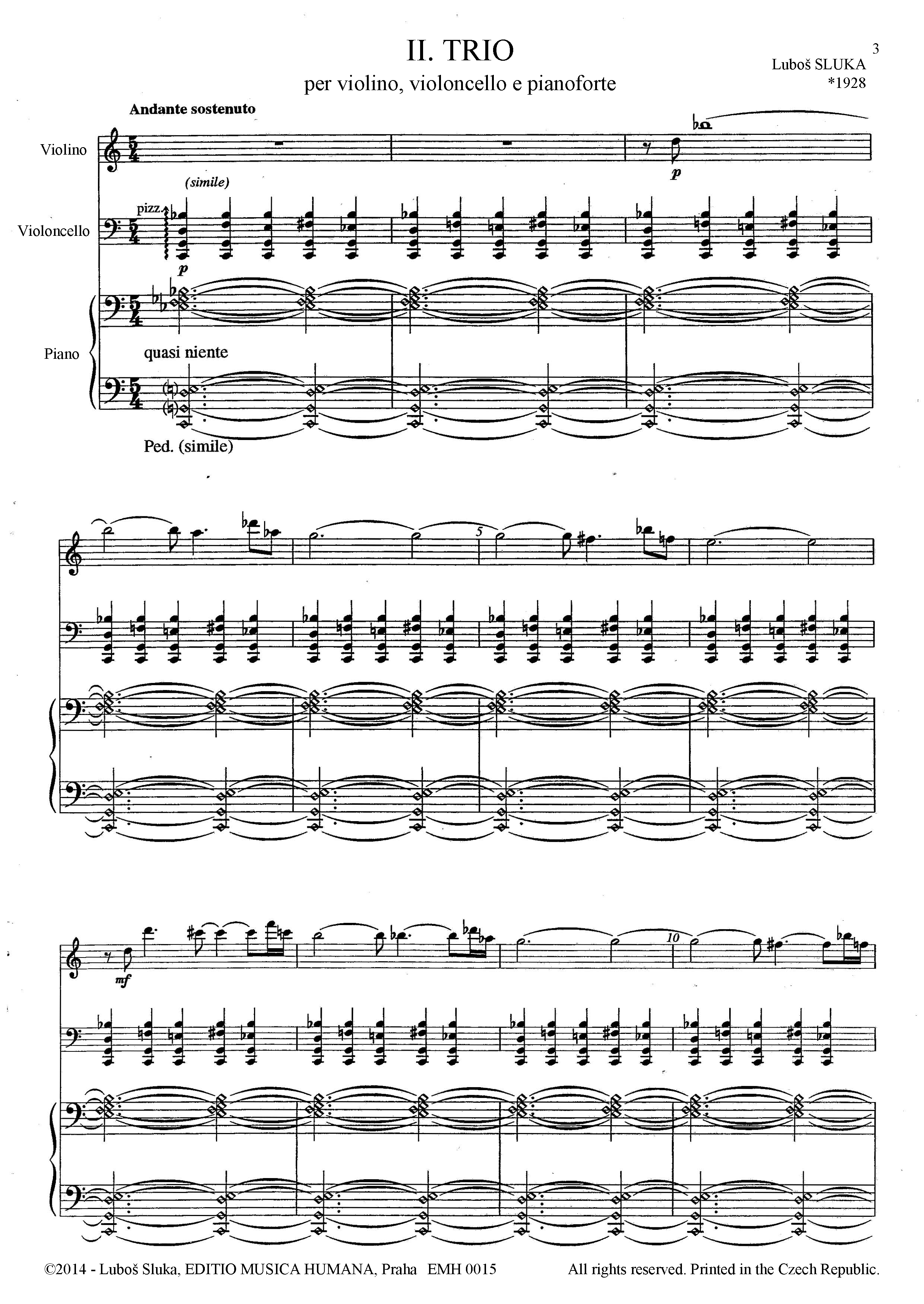Editio Musica Humana II. Trio noty pro housle violoncello klavír