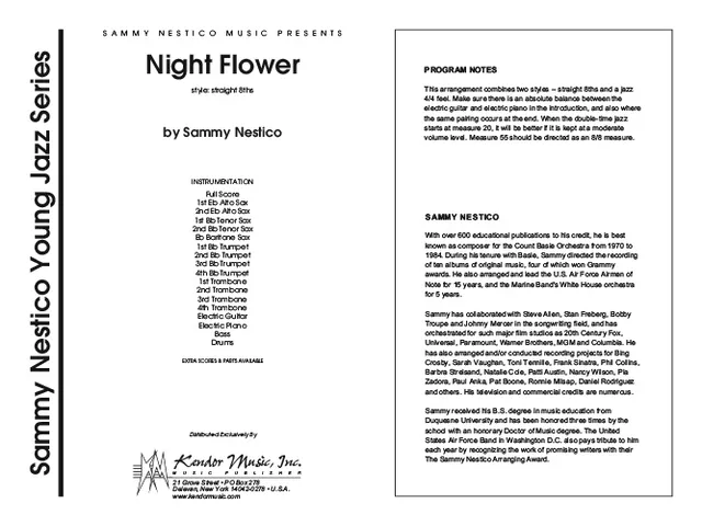 Kendor Music Night Flower partitura straight eighths