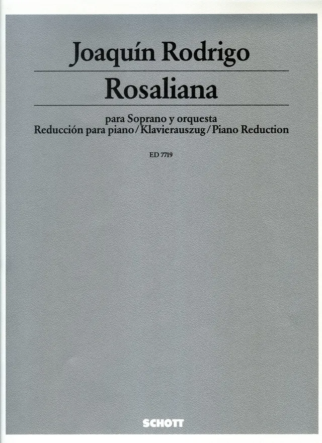 Ediciones Joaquín Rodrigo Rosaliana noty hlas klavír orchestr